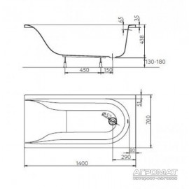 Акриловая ванна Kolo Mirra XWP3340000 140х70