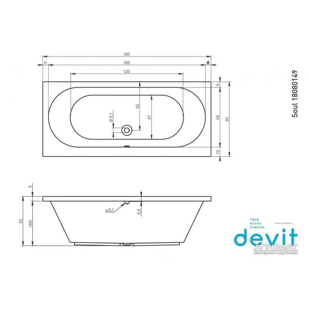 Акриловая ванна Devit Soul 18080149 180х80 см