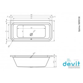 Акриловая ванна Devit Optima 18090130 180х90 см