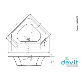 Акриловая ванна Devit Gredos 14514129 145х145 см, угловая