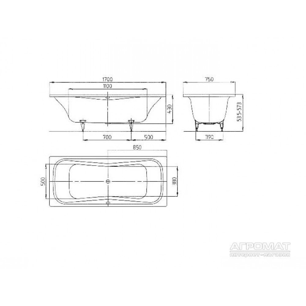 Стальная ванна Kaldewei Dyna Duo 216015320001 170x75см
