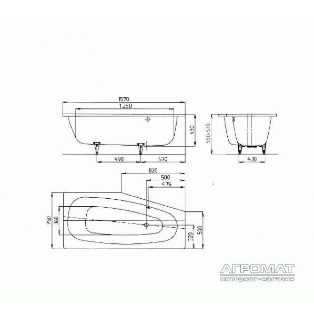 Стальная ванна Kaldewei Mini 224800010001 157x75 см левая