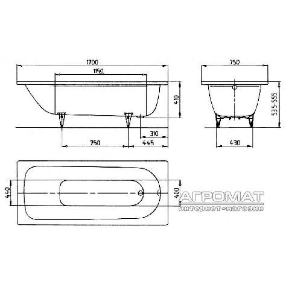 Стальная ванна Kaldewei Saniform plus 112600010001 170х75 см