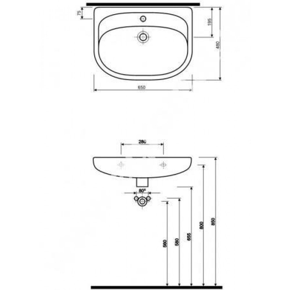 Раковины и ножки Kolo 021165 NOVA Раковина-65