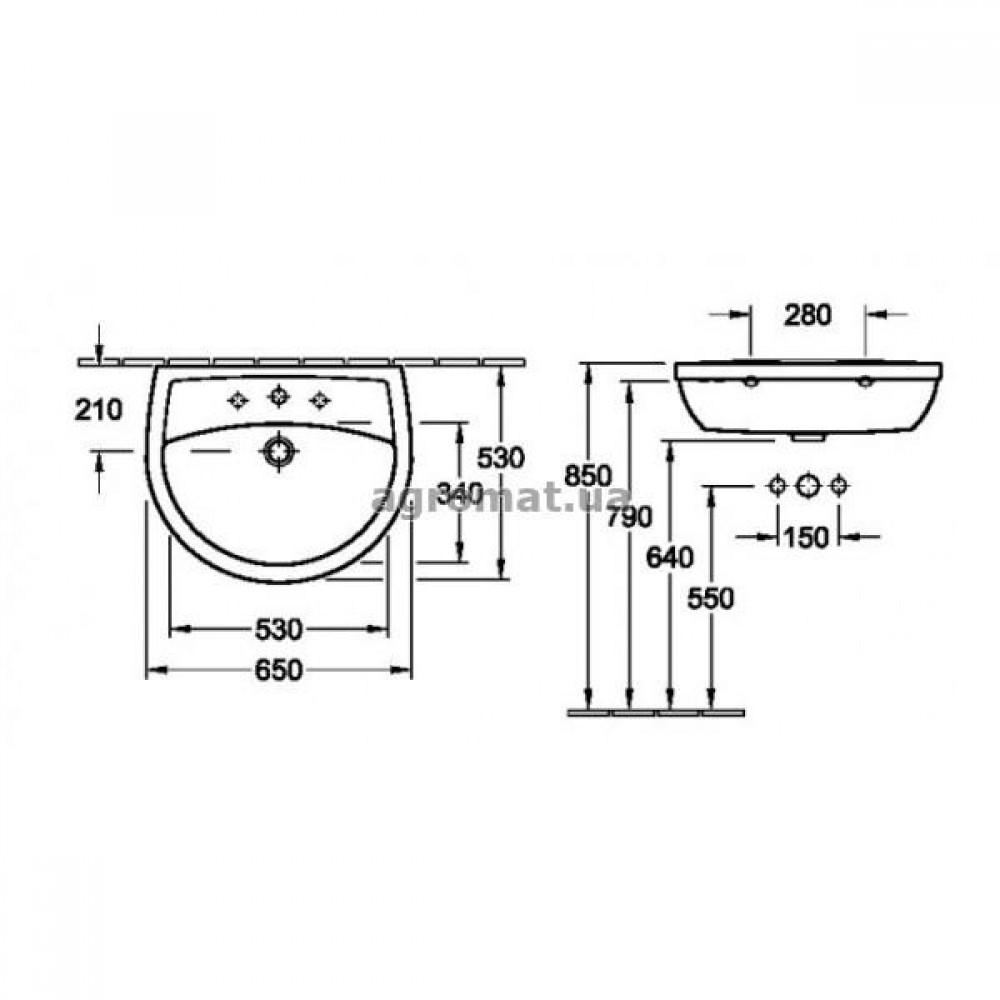 Раковины и ножки Villeroy&Boch 71246501 Amica Раковина