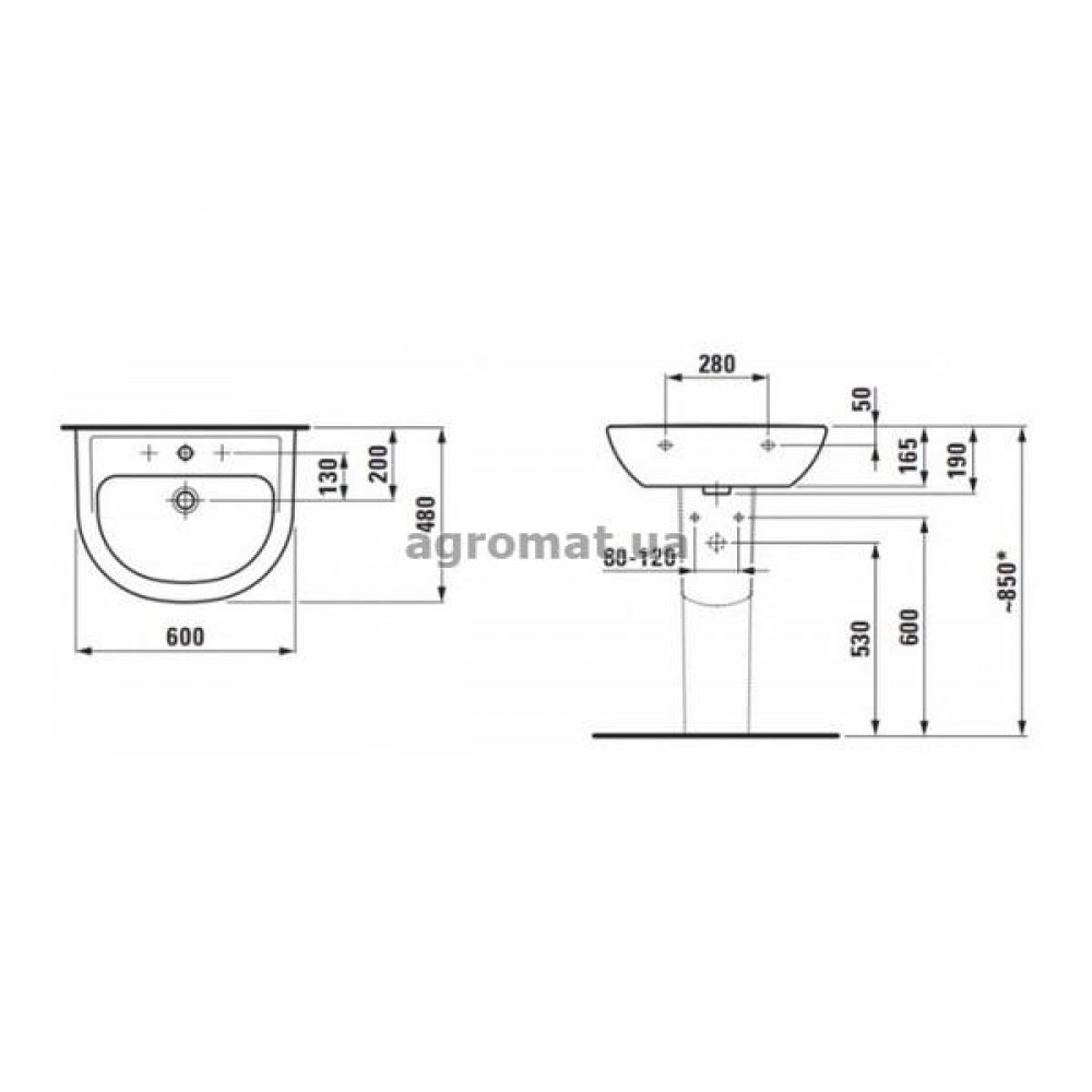 Раковины и ножки Laufen 10951 000 104 PRO Раковина-55