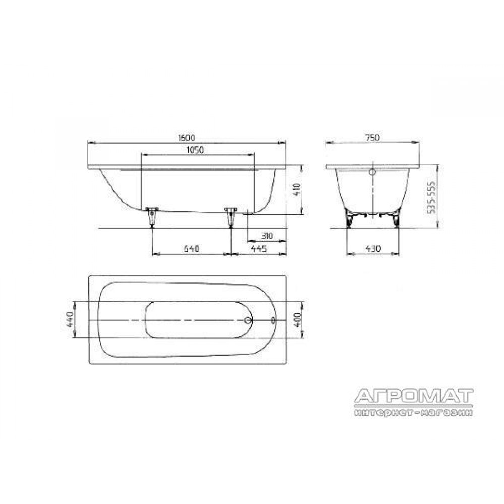 Стальная ванна Kaldewei Saniform plus 112500010001 160х75 см