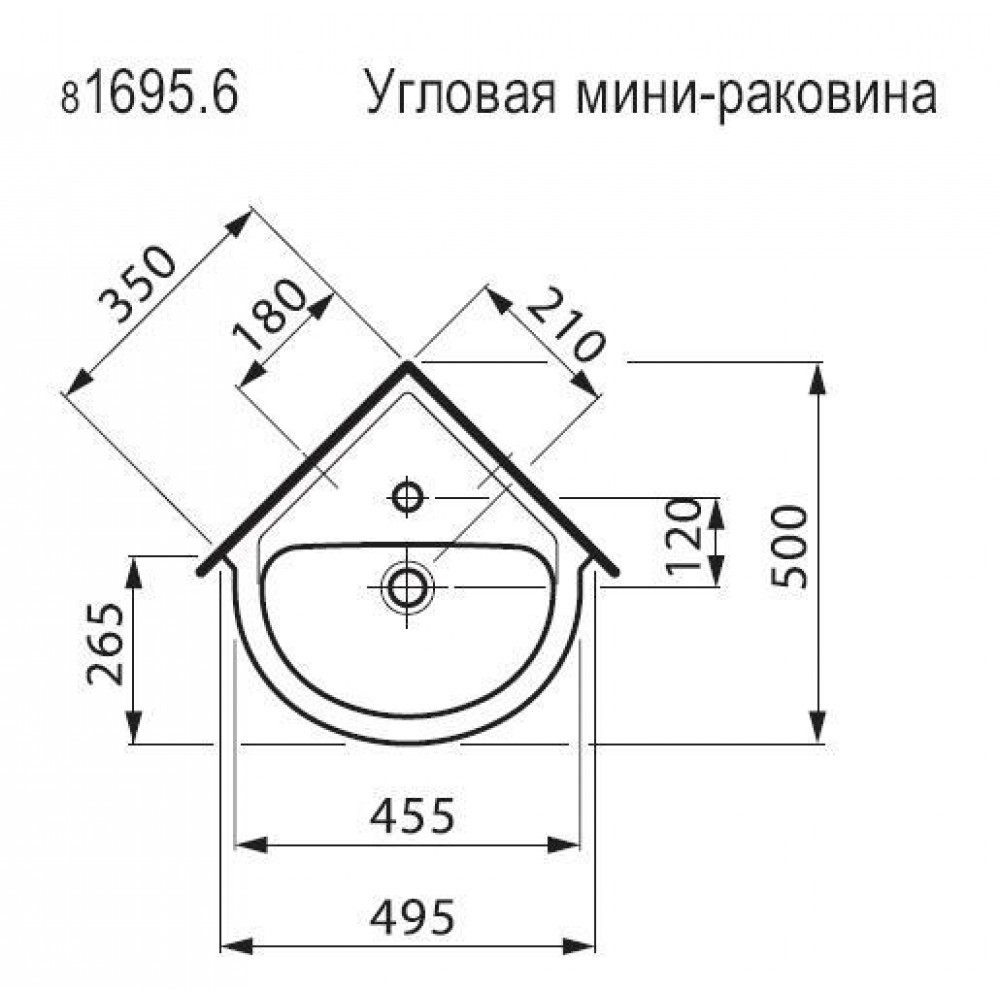 Раковины и ножки Laufen 16956 000 104 PRO Раковина-45 углов.