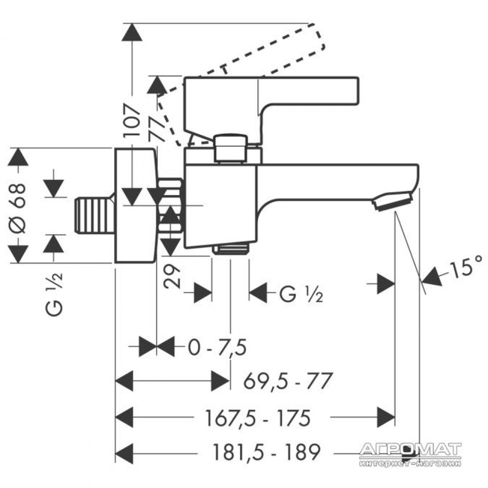Смеситель для ванны Hansgrohe Metris S 31460000
