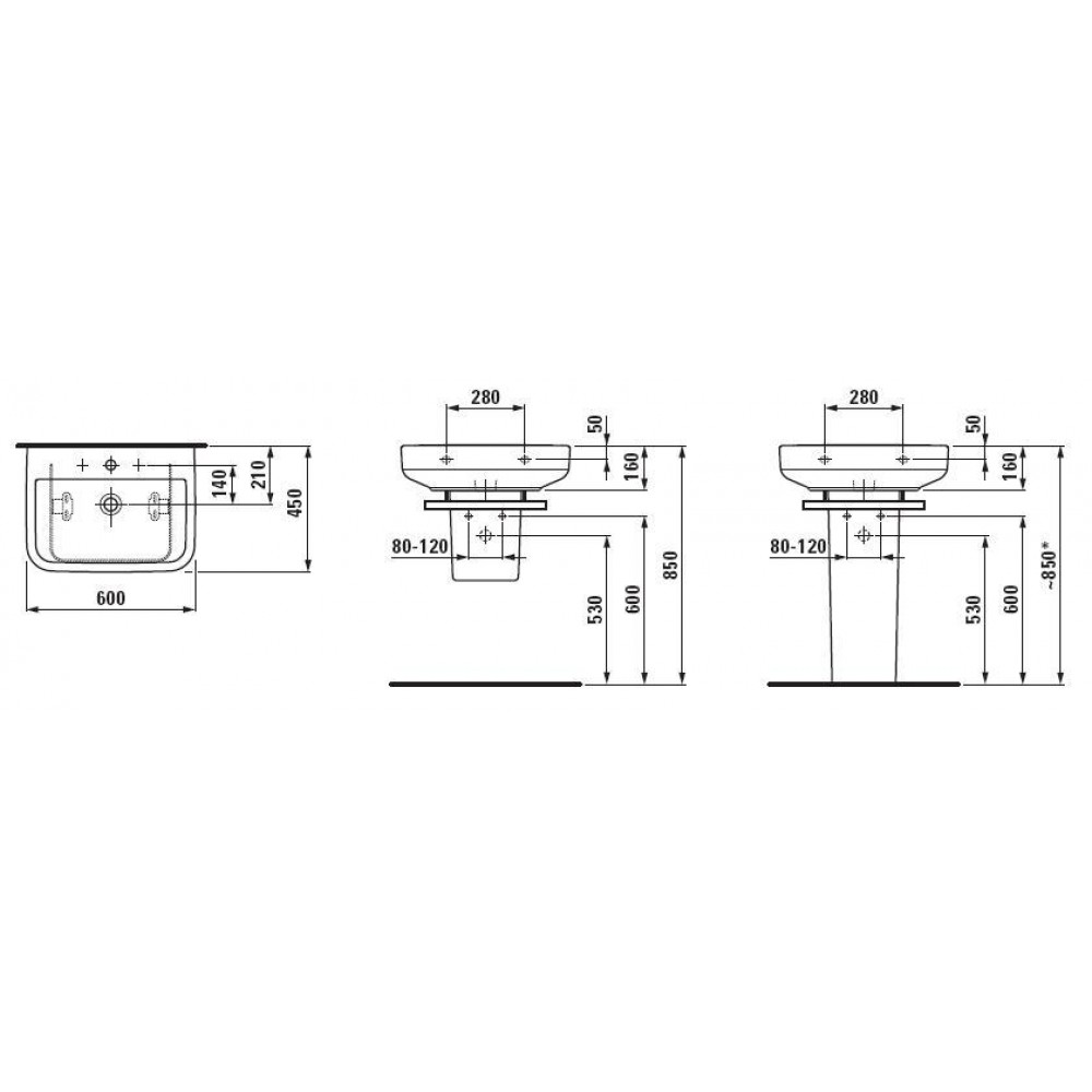 Раковины и ножки Laufen 10673 000 104 FORM Раковина-60