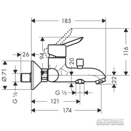 Смеситель для ванны Hansgrohe Focus S 31742000