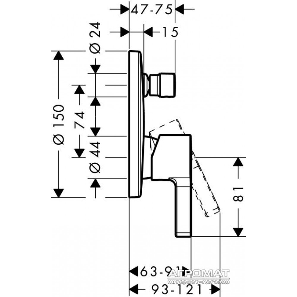 Наружная часть Hansgrohe Metris S 31465000