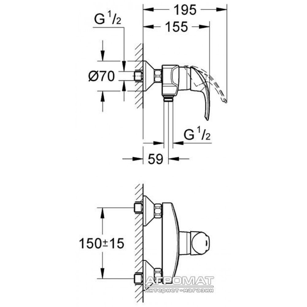 Смеситель для душа Grohe Eurosmart 33555001
