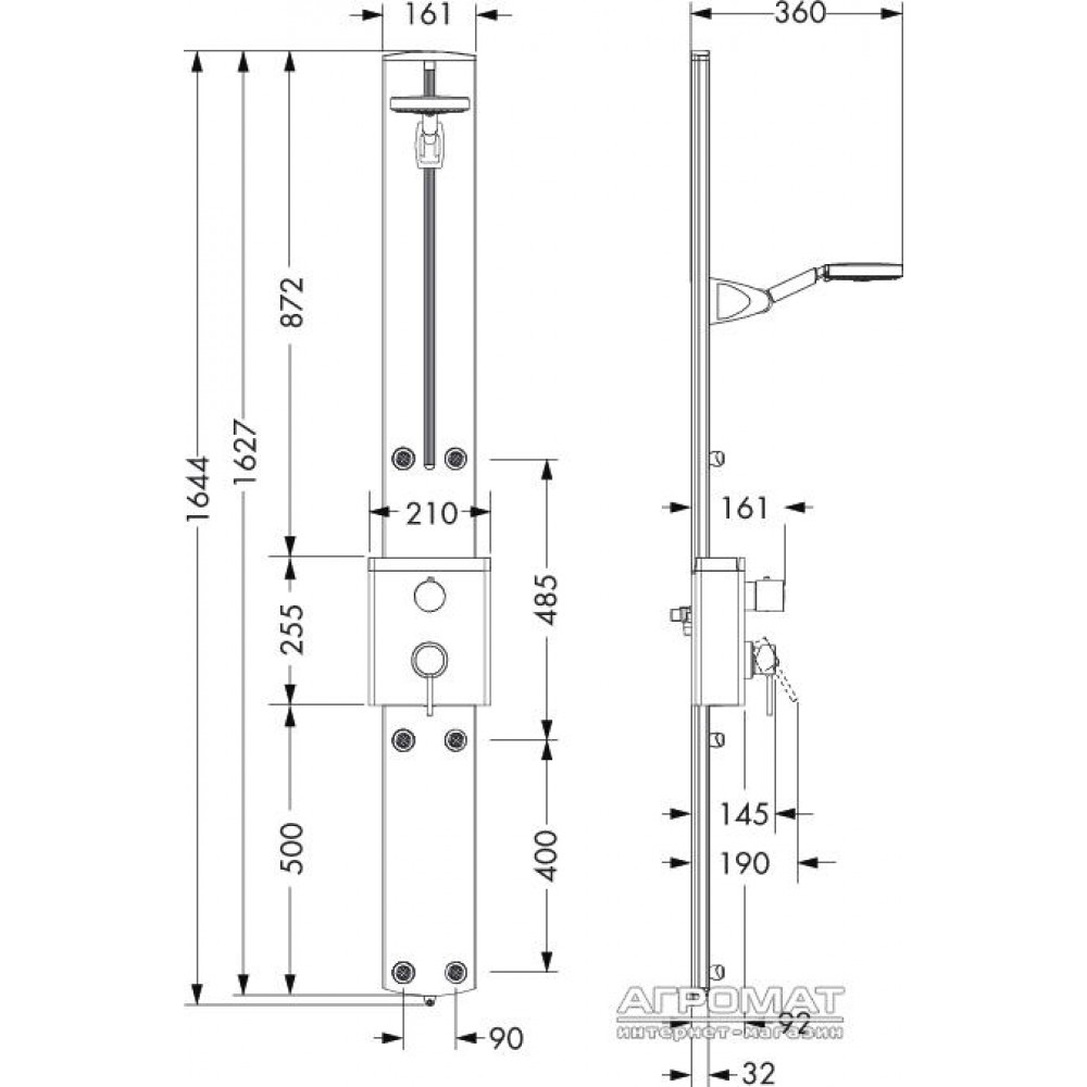 Душевая панель Hansgrohe Raindance S 27005000