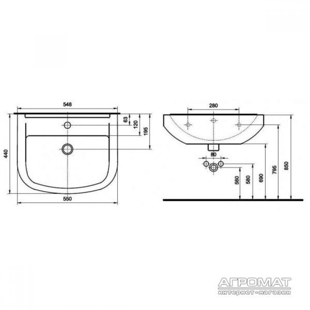 Раковина Kolo K81155 PRIMO 55см