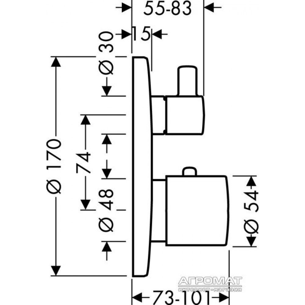 Наружная часть Hansgrohe Ecostat 15701000