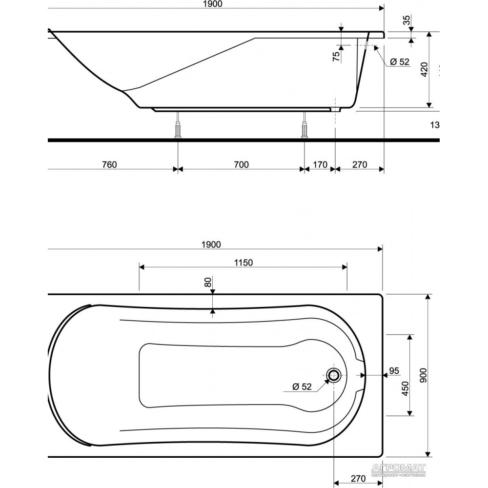 Акриловая ванна Kolo Comfort XWP3090/0290 190х90