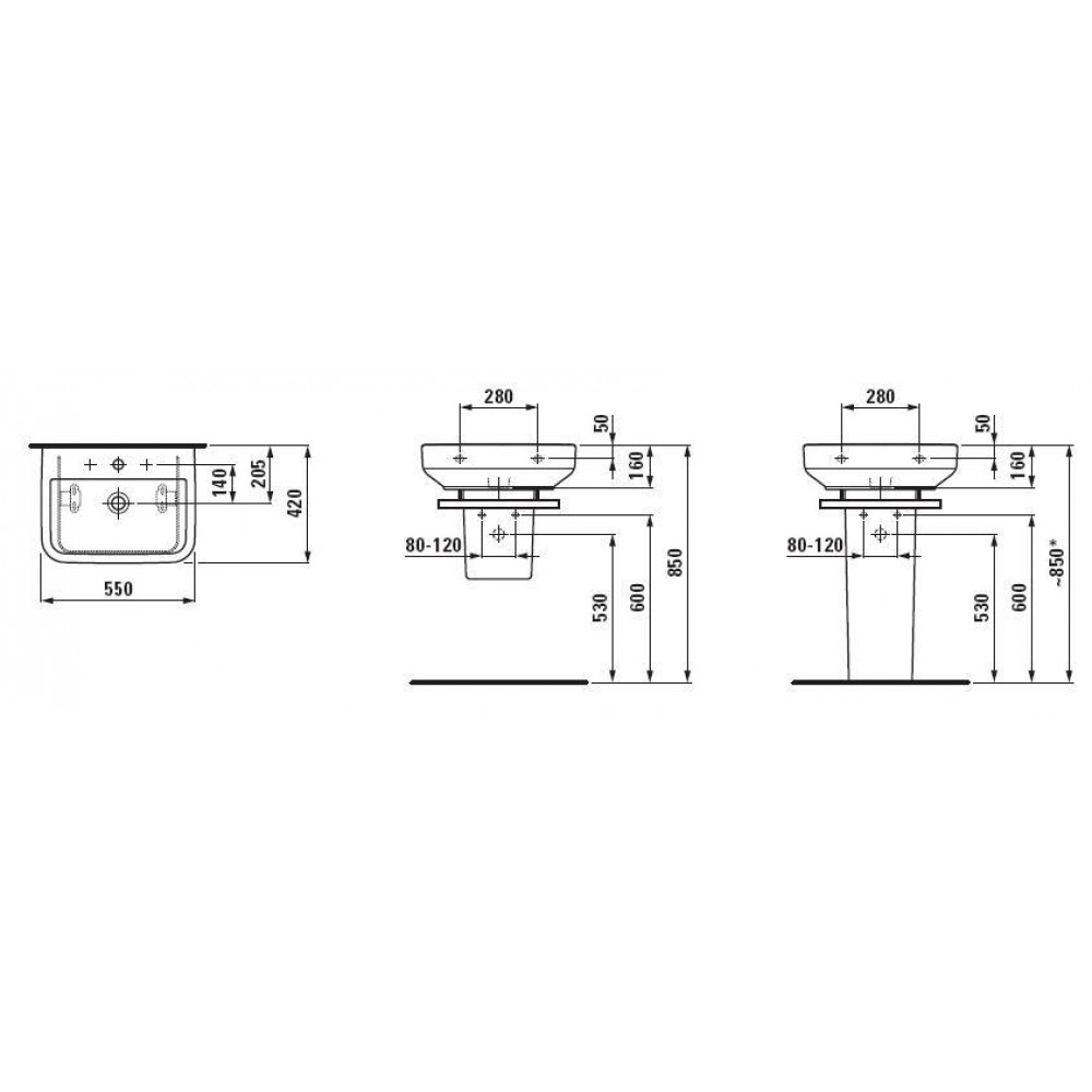 Раковины и ножки Laufen 10672 000 104 FORM Раковина-55