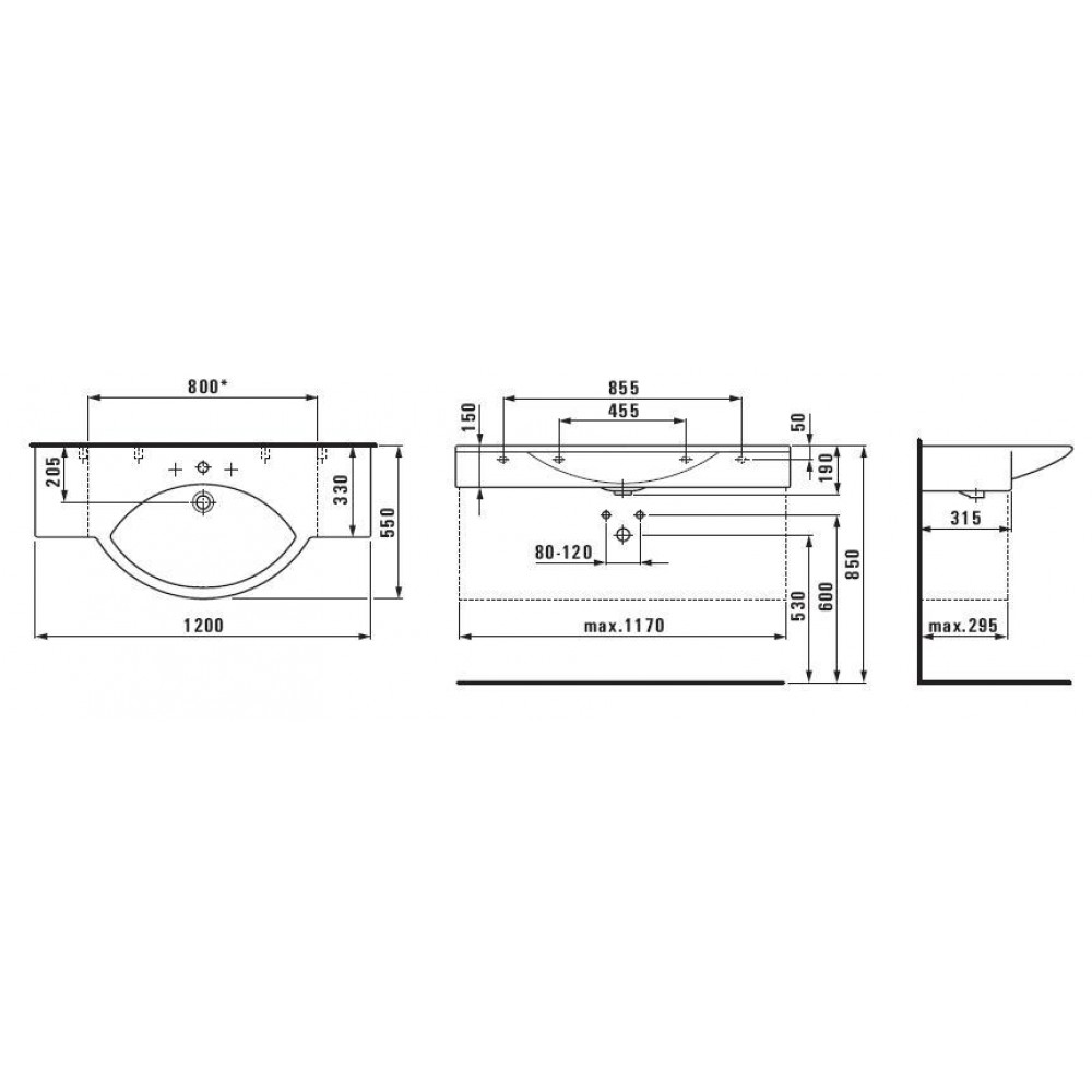 Раковины и ножки Laufen 12503 000 000 PALACE раковина-120