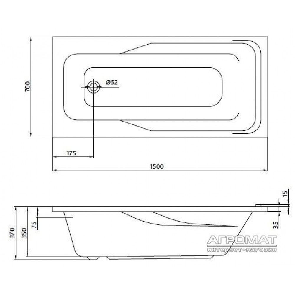 Акриловая ванна Kolo Aqualino XWP0151/XWP3051 150х70