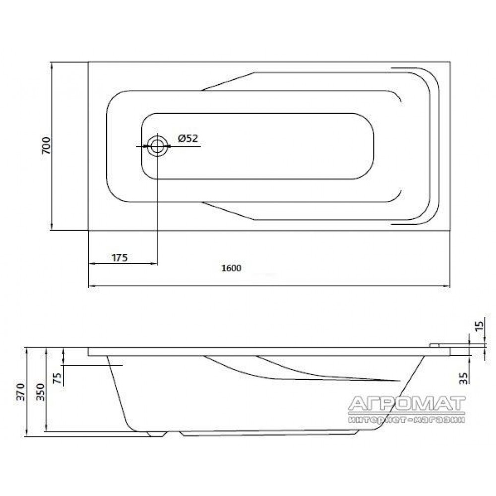 Акриловая ванна Kolo Aqualino XWP0161/XWP3061 160х70