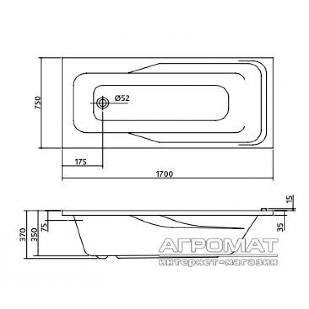 Акриловая ванна Kolo Aqualino XWP0171/XWP3071 170х75