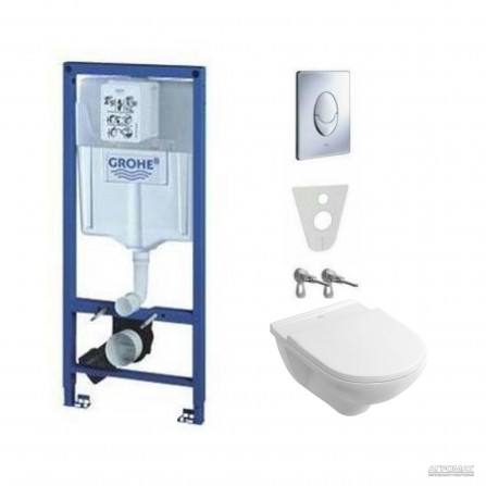 Унитаз подвесной Villeroy&Boch O.Novo и инсталяция Grohe Rapid SL