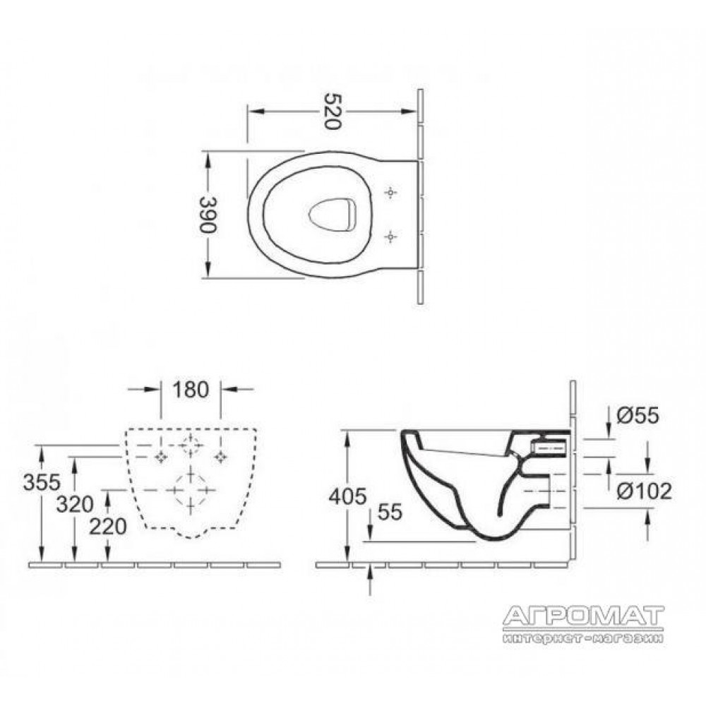 Унитаз подвесной Villeroy&Boch Tube и инсталяция Grohe Rapid SL