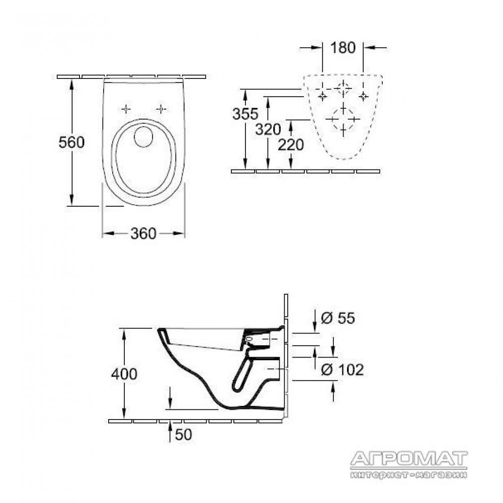 Унитаз подвесной Villeroy&Boch O.Novo и инсталяция Geberit Duofix