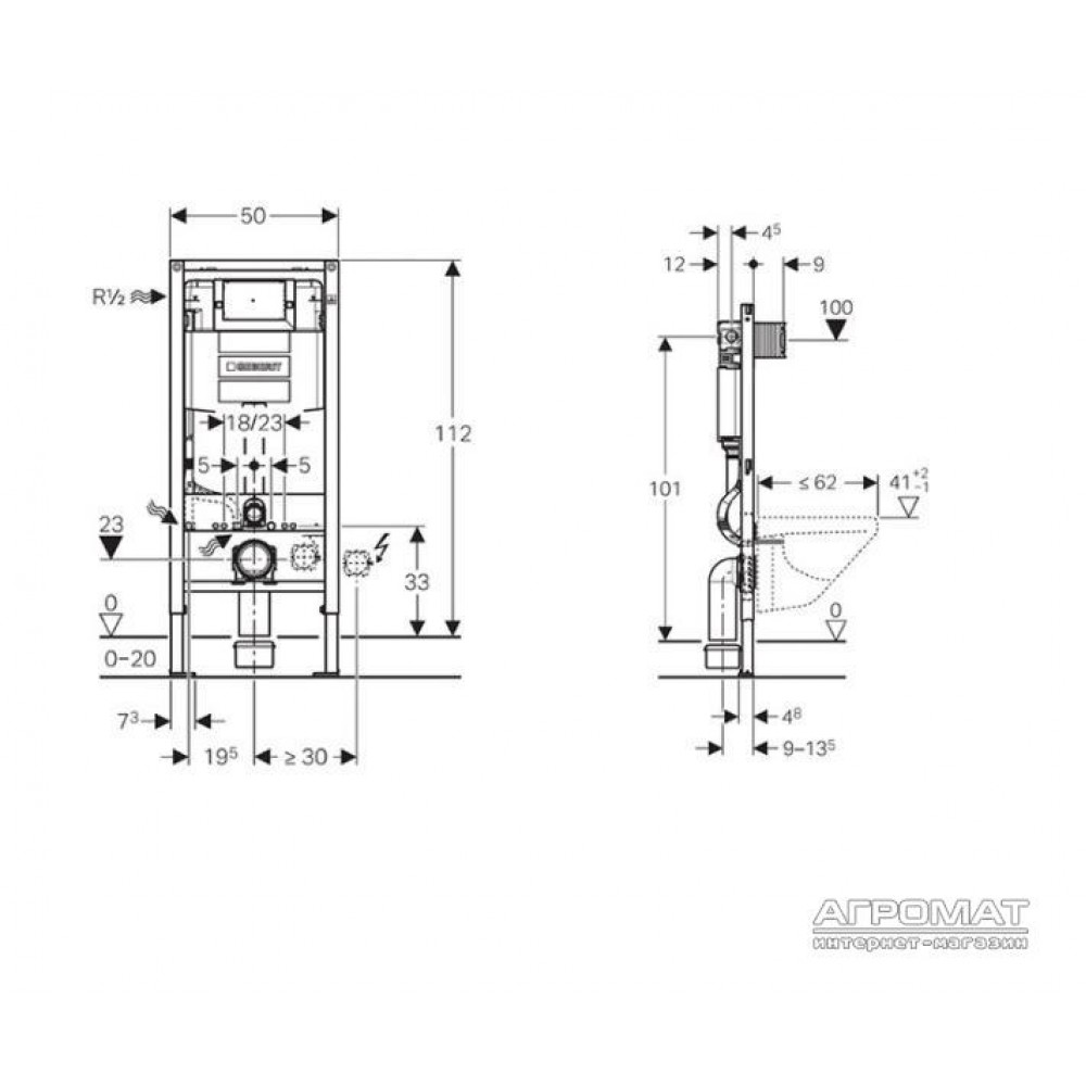 Унитаз подвесной Keramag Renova и инсталяция Geberit Duofix Omega