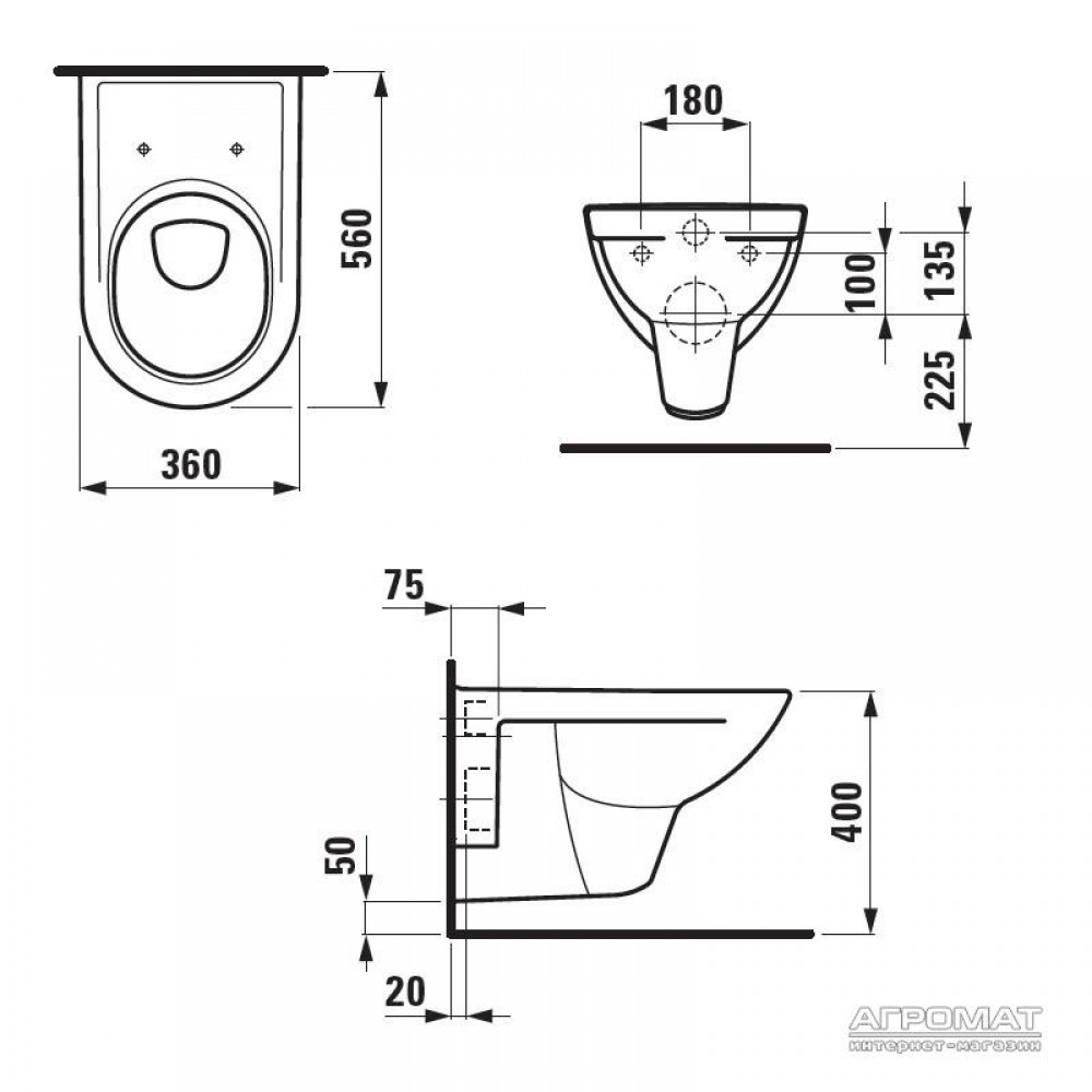 Унитаз подвесной Laufen Pro и инсталяция Grohe Rapid SL