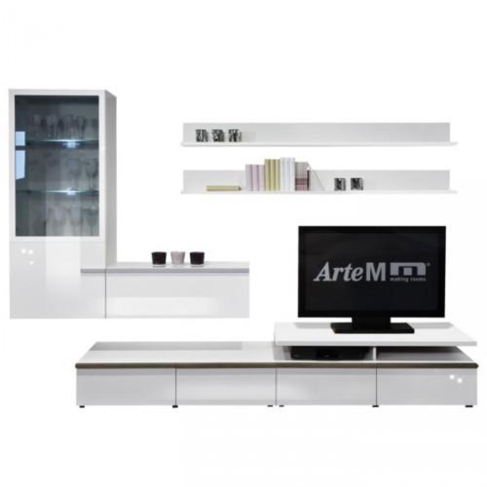 Шкаф навесной Arte-M Linea (white/white HG/silver) 267 4058
