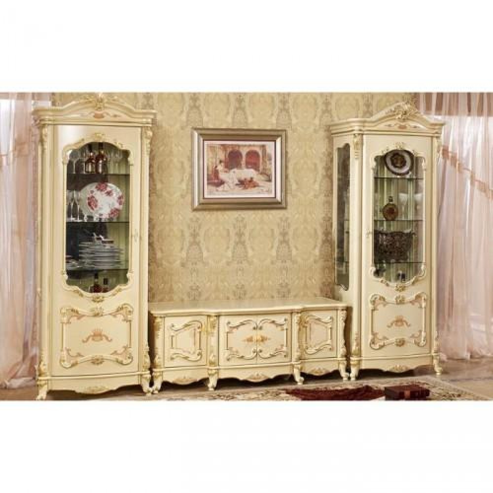 Витрина Furniture Design Рафаэла 1d (золотистый шампань) левая