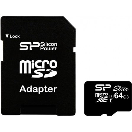 Карта памяти Silicon Power microSDXC 64 GB Class 10 UHS-I Elite (+ адаптер)