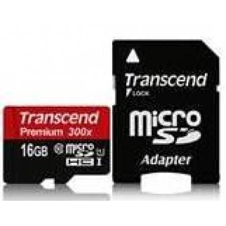 Карта памяти Transcend microSDHC 16 GB Class 10 UHS-I Premium (+ адаптер)