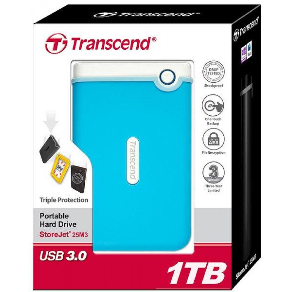 Накопитель Transcend Storejet 2.5" 1 TB USB 3.0 Blue (TS1TSJ25M3B)