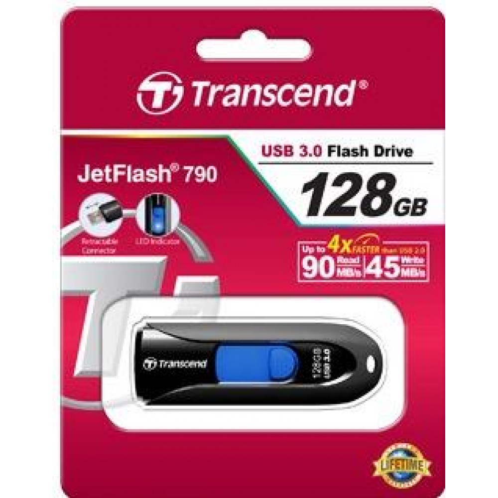 Flash Drive Transcend JetFlash 790 128 GB USB 3.0 Black