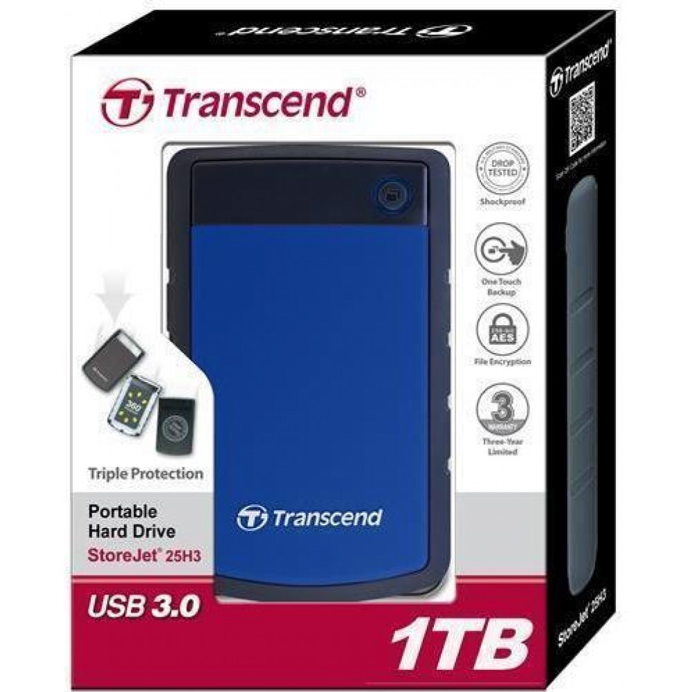 Накопитель Transcend 1TB TS1TSJ25H3B Storejet 2.5" H3 USB 3.0 Blue