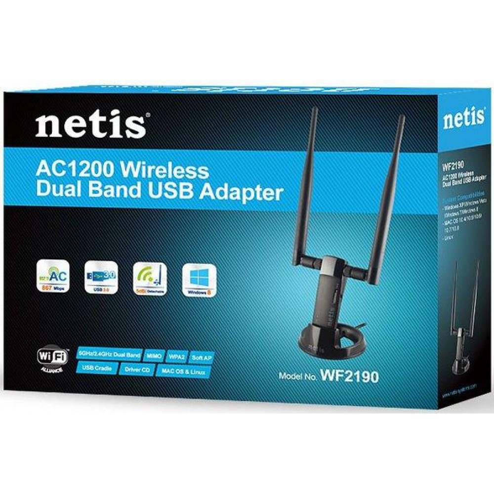 Беспроводной USB-адаптер Netis WF2190 AC 1200Mbps Wireless Dual Band 3.0 USB Adapter
