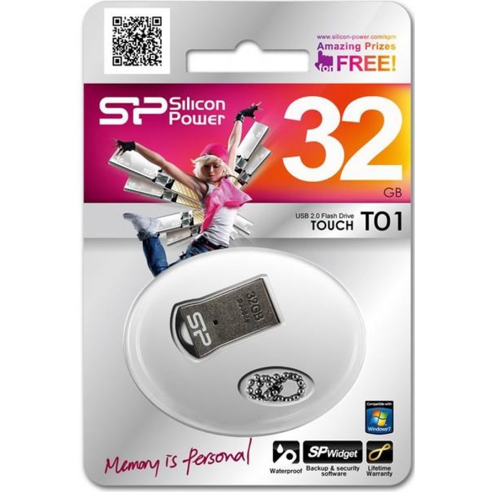 Flash Drive Silicon Power Touch T01 32 GB Black, no chain