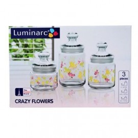 Набор банок Luminarc AIME CRAZY FLOWER CLUB 3 банки: 0.5, 0.75 и 1л