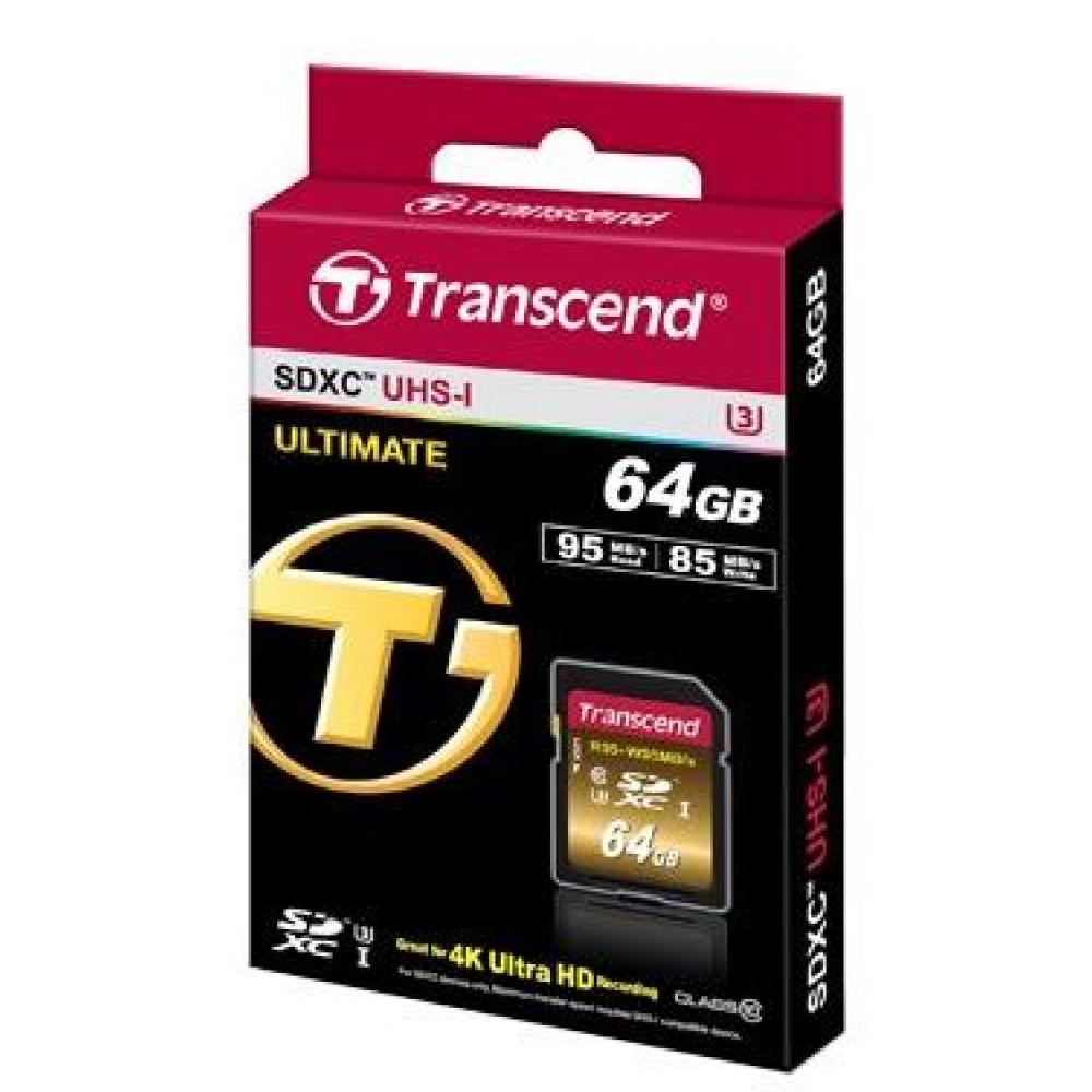 Карта памяти Transcend SDXC 64 GB UHS-I Ultimate U3 (R95, W85MB/s)