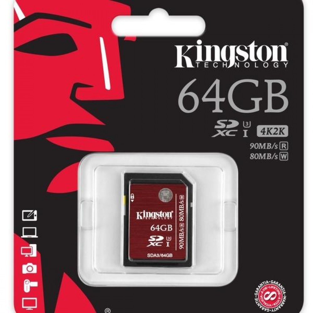 Карта памяти Kingston SDXC 64 GB Ultimate UHS-I U3 (R90, W80MB/s)