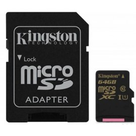 Карта памяти Kingston microSDXC 64 Gb UHS-I + adapter U1 (R90, W45MB/s)