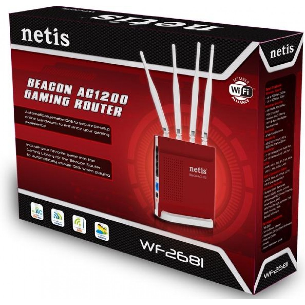 Беспроводной маршрутизатор Netis WF2681 AC1200Mbps Gaming, IPTV Wireless Dual Band