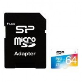 Карта памяти Silicon Power microSDXC 64 GB Cl 10 UHS-I Elite COLOR +ad