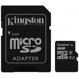 Карта памяти Kingston microSDHC 8 Gb UHS-I+adapter U1 (R45, W10MB/s)