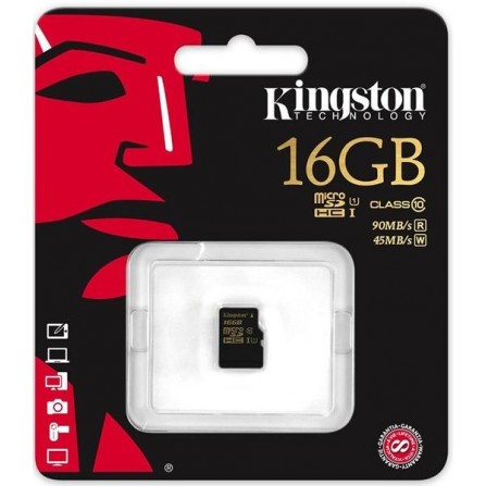 Карта памяти Kingston microSDHC 16 Gb UHS-I no ad U1 (R90, W45MB/s)