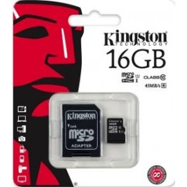 Карта памяти Kingston microSDHC 16 Gb UHS-I+adapter U1 (R45, W10MB/s)