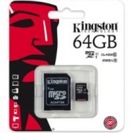 Карта памяти Kingston microSDXC 64 Gb UHS-I+adapter U1 (R45, W10MB/s)